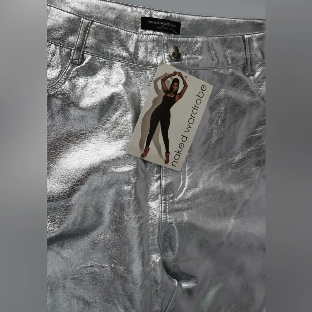NWT- Silver metallic pants by Naked Wardrobe in size XL. - Picture 2 of 4